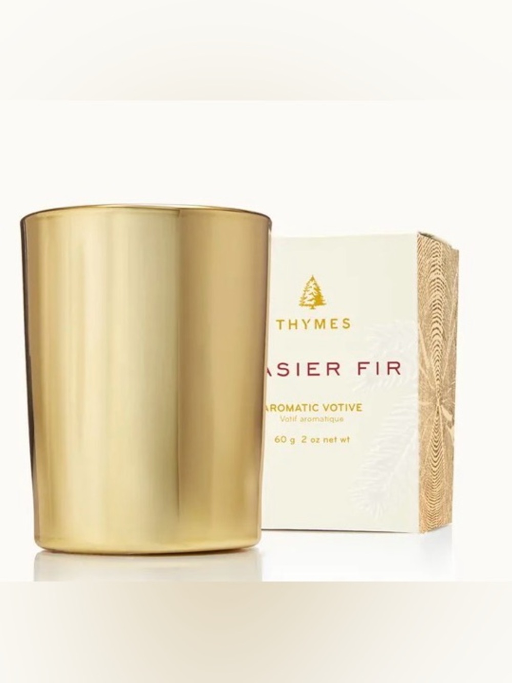Frasier Fir Gold Glass Votive Candle 2 oz